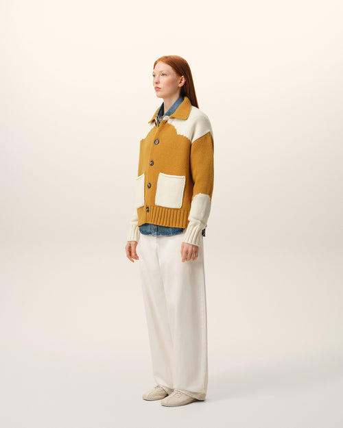 Gelber Ami De Coeur Cardigan aus Wolle - 12 - Ami Paris