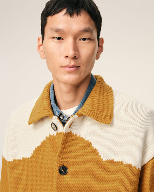 Yellow Wool Ami De Coeur Cardigan - 4 - Ami Paris