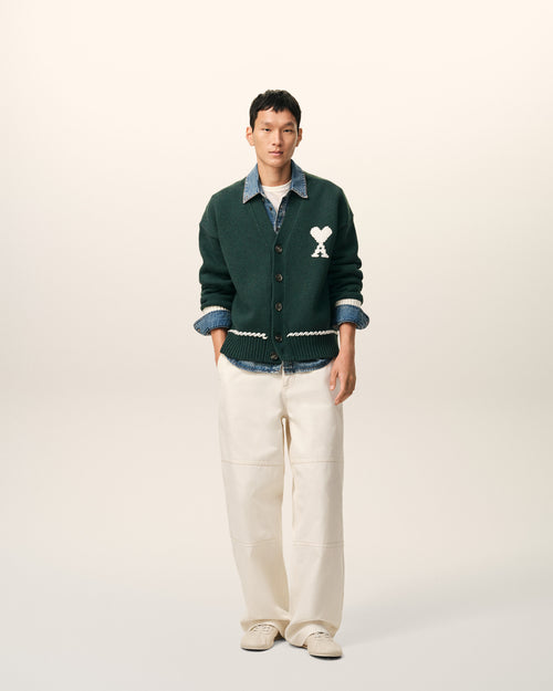 Green Wool Ami De Coeur Cardigan - 1 - Ami Paris