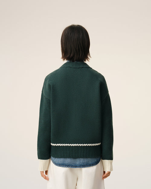 Cardigan Vert Ami De Coeur en Laine - 11 - Ami Paris