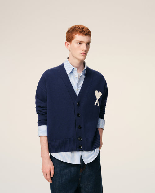 Blue Wool Ami De Coeur Cardigan - Man - 3 - AMI Paris - Ami Paris
