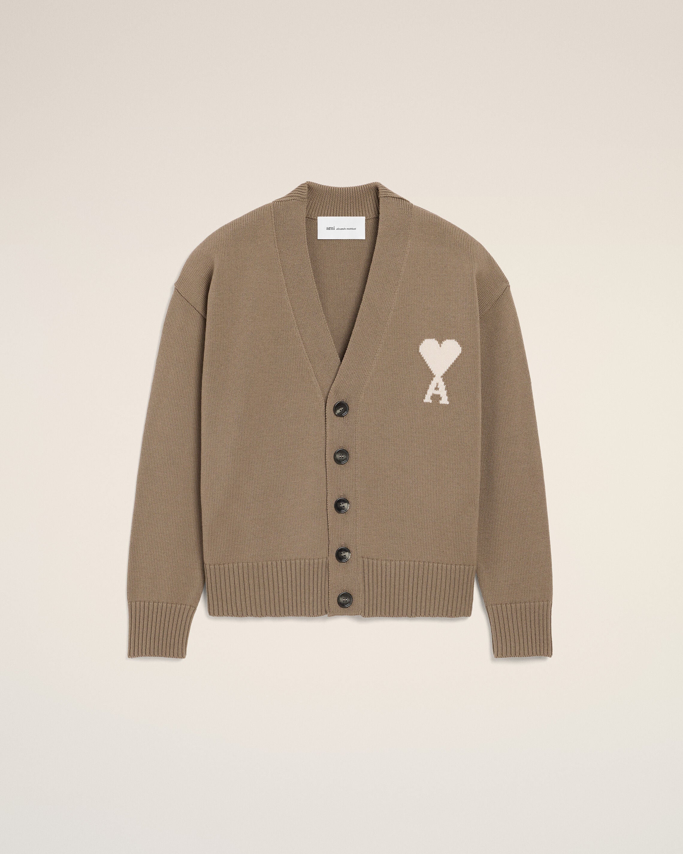 2/23までセール 極美品Ami Paris カーディガン L ベージュ ベージュ ウール Ami de Coeur カーディガン トープベージュ/エクリュ