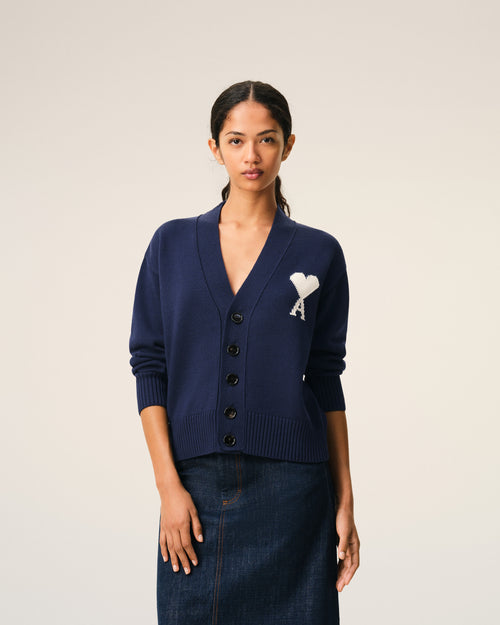 Blue Wool Ami De Coeur Cardigan - Woman - 9 - AMI Paris - Ami Paris