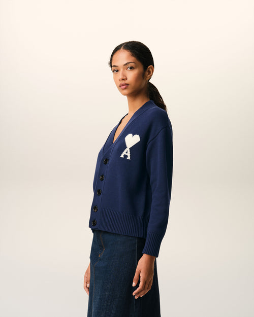Blue Wool Ami De Coeur Cardigan - Woman - 12 - AMI Paris - Ami Paris