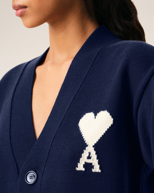Blue Wool Ami De Coeur Cardigan - Woman - 10 - AMI Paris - Ami Paris