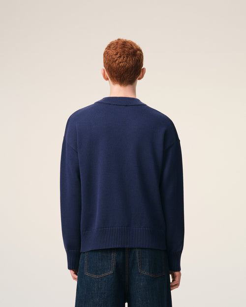 Blue Wool Ami De Coeur Cardigan - Man - 5 - AMI Paris - Ami Paris