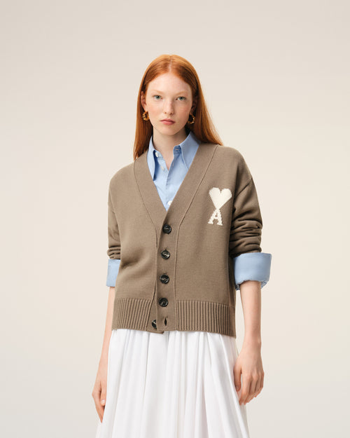 Cardigan Beige Ami De Coeur en Laine - Femme - 9 - AMI Paris - Ami Paris