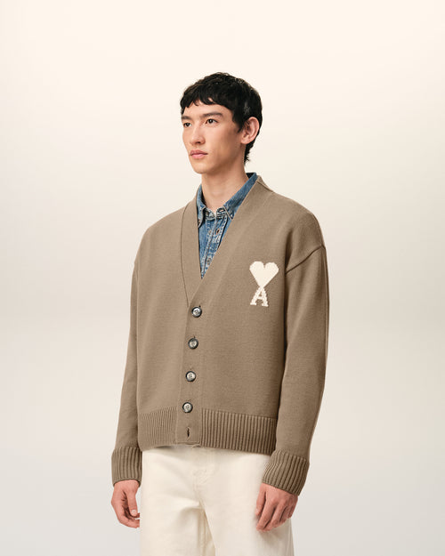 Beige Wool Ami De Coeur Cardigan - Man - 6 - AMI Paris - Ami Paris