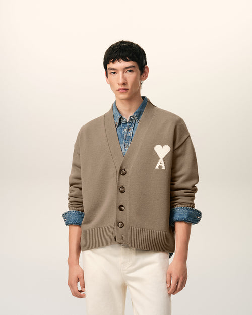 Cardigan Beige Ami De Coeur en Laine - 1 - Ami Paris