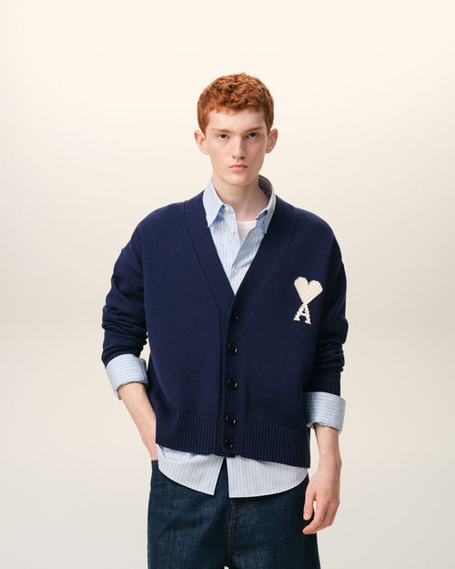 Blue Wool Ami De Coeur Cardigan - 2 - Ami Paris