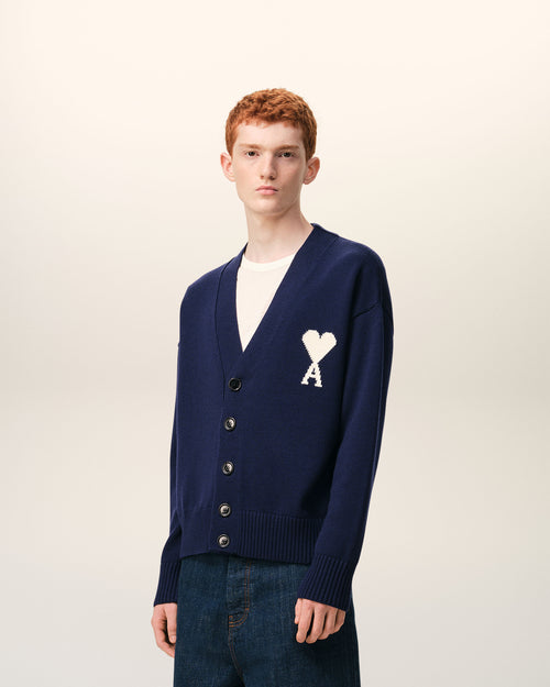 Blue Wool Ami De Coeur Cardigan - Man - 6 - AMI Paris - Ami Paris