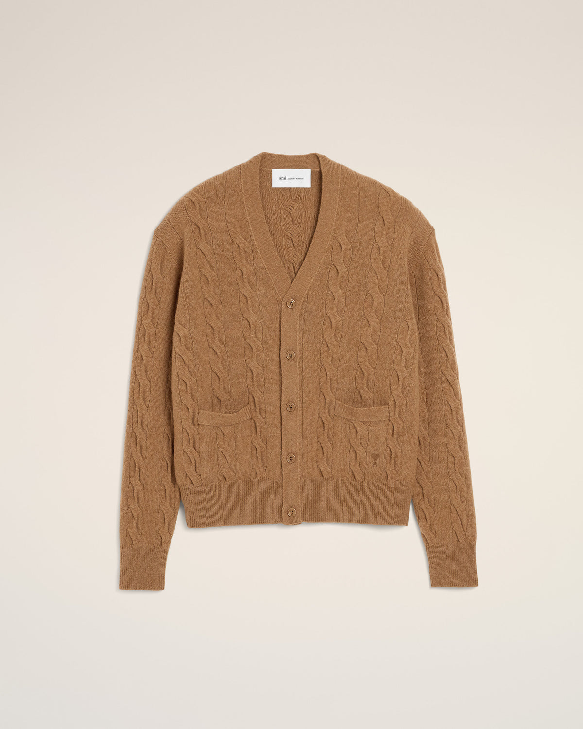 Cardigan torsadé marron en laine - 7