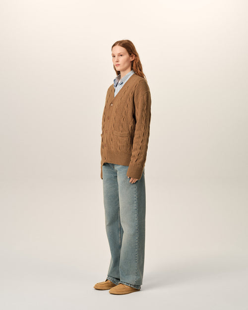 Cardigan torsadé marron en laine - Femme - 12 - AMI Paris - Ami Paris