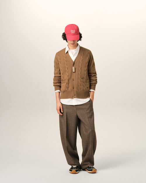 Cardigan torsadé marron en laine - Homme - 3 - AMI Paris - Ami Paris
