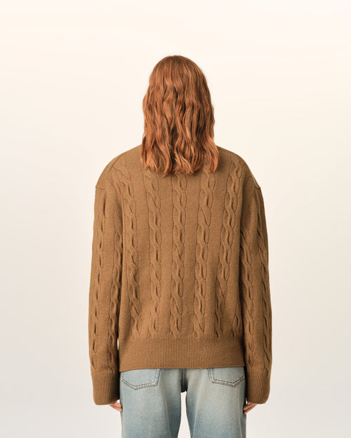 Cardigan torsadé marron en laine - Femme - 11 - AMI Paris - Ami Paris