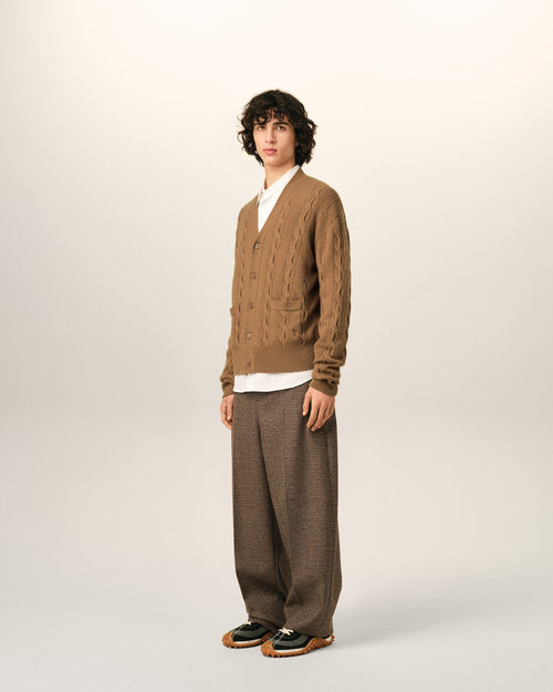 Cardigan torsadé marron en laine - Homme - 6 - AMI Paris - Ami Paris