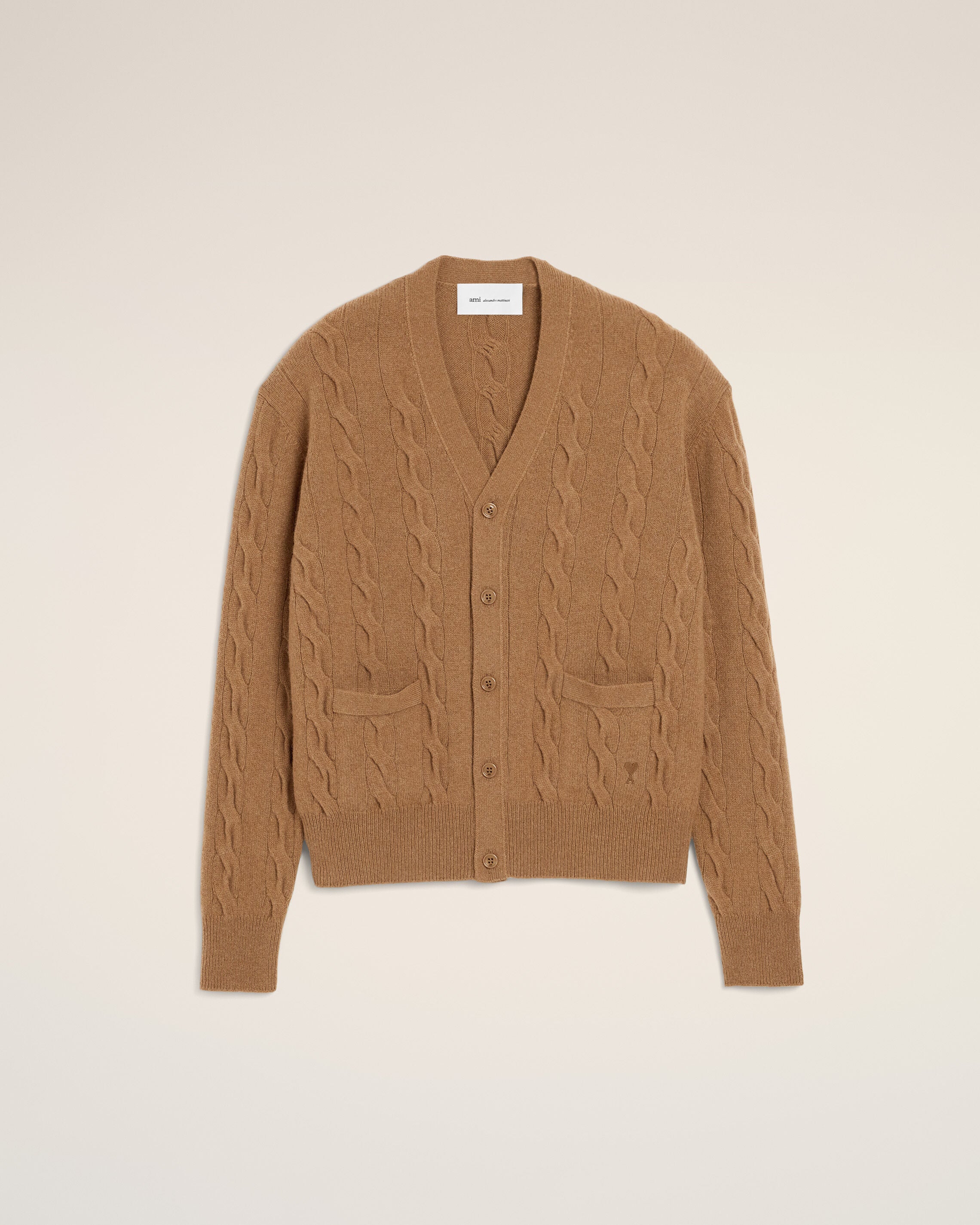 Cardigan torsadé marron en laine - 7
