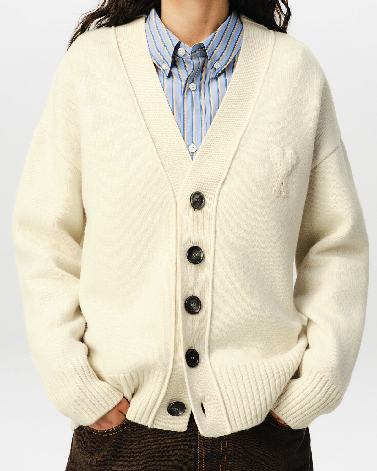 Cardigan blanc en laine patch Ami de Coeur - 10