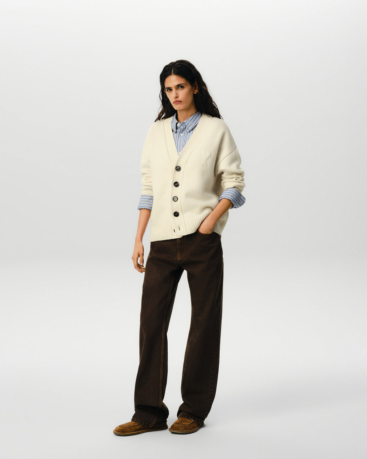 Cardigan blanc en laine patch Ami de Coeur - 9