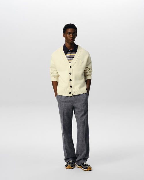 Cardigan blanc en laine patch Ami de Coeur - Homme - 3 - AMI Paris - Ami Paris