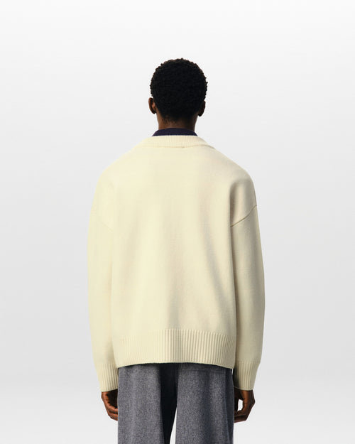 Cardigan blanc en laine patch Ami de Coeur - Homme - 5 - AMI Paris - Ami Paris