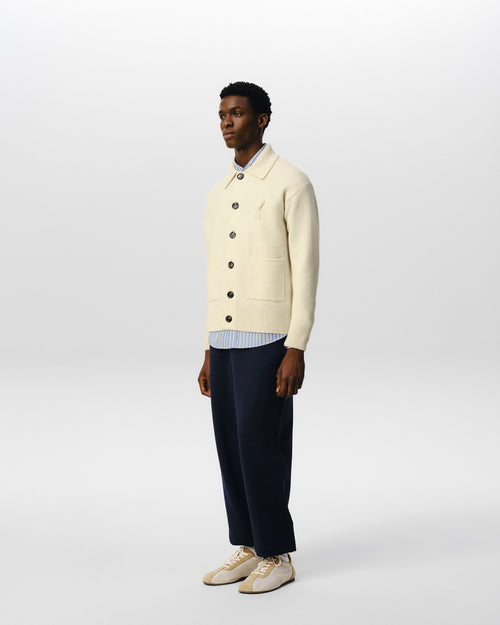 White wool cardigan with patch Ami de Coeur - Man - 6 - AMI Paris - Ami Paris