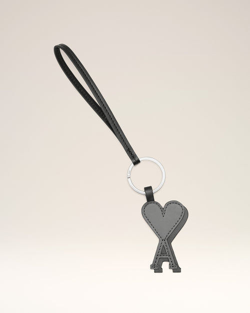                                 Black Leather Ami De Coeur Keyring - 3                             - Ami Paris