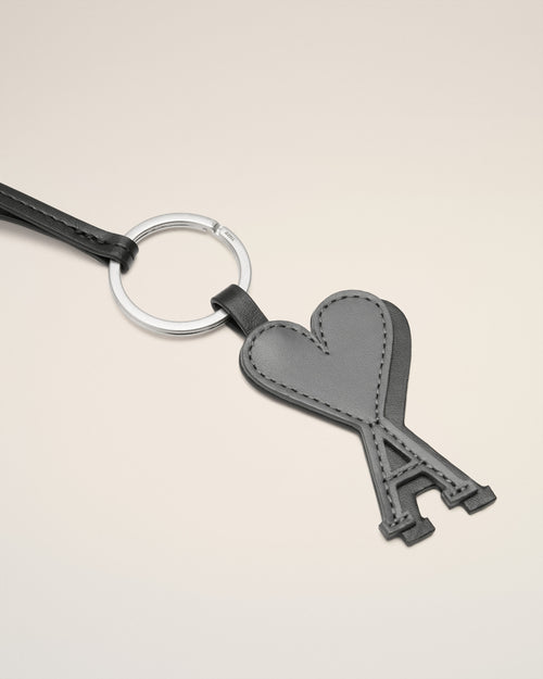                                     Black Leather Ami De Coeur Keyring - 3                                 - Ami Paris