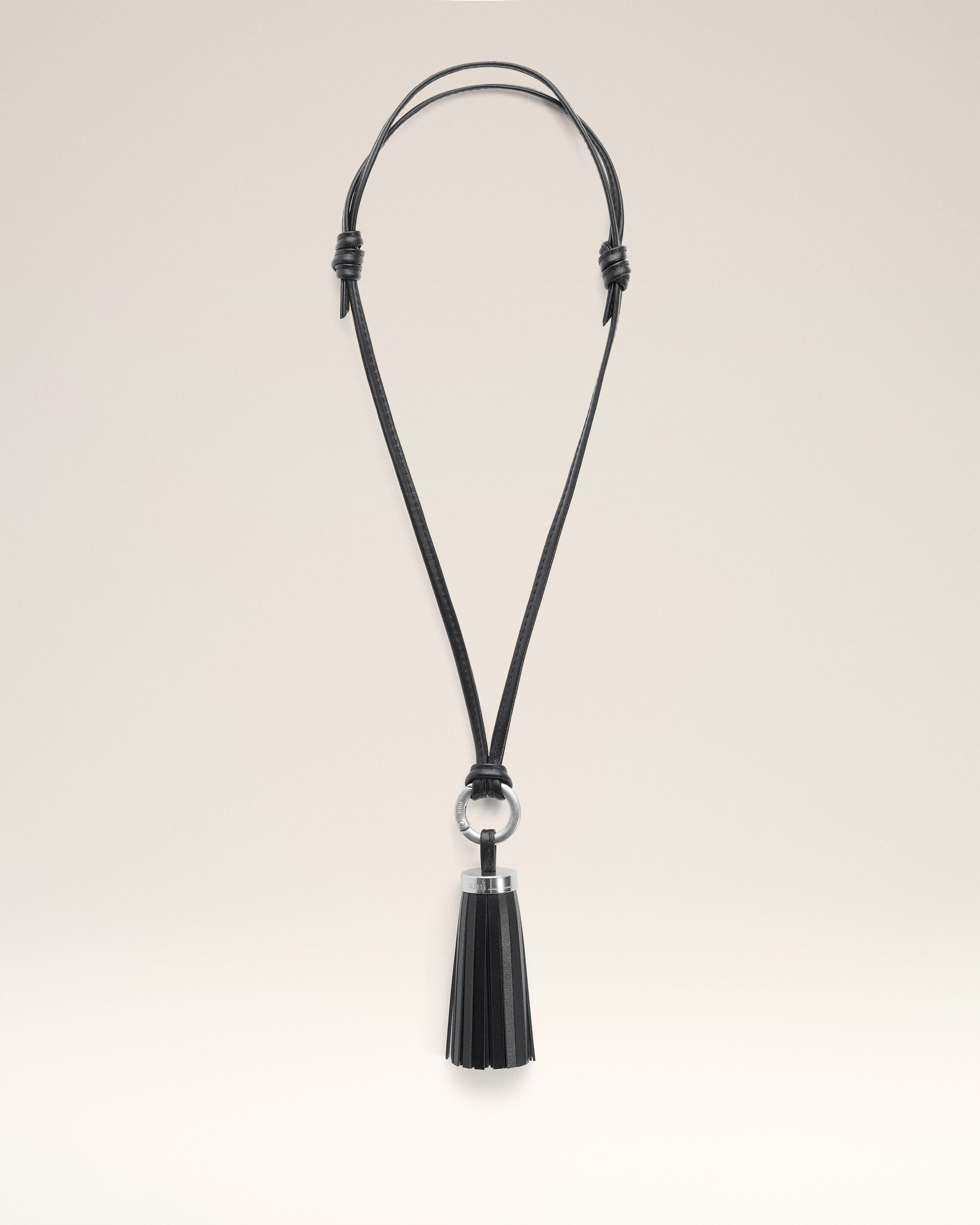 Black Leather Ami Pompom Keyring - 1