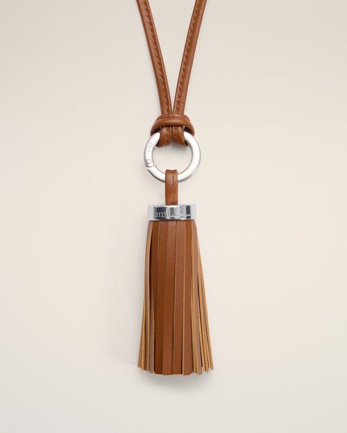                                     Brown Leather Ami Pompom Keyring - 3                                 - Ami Paris