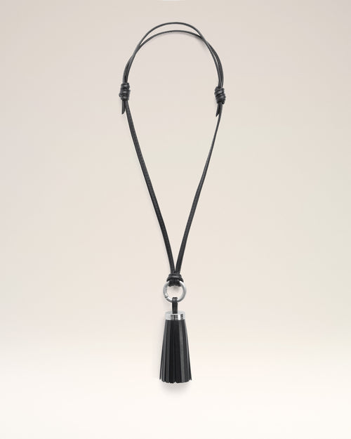 Black Leather Ami Pompom Keyring - 1 - Ami Paris