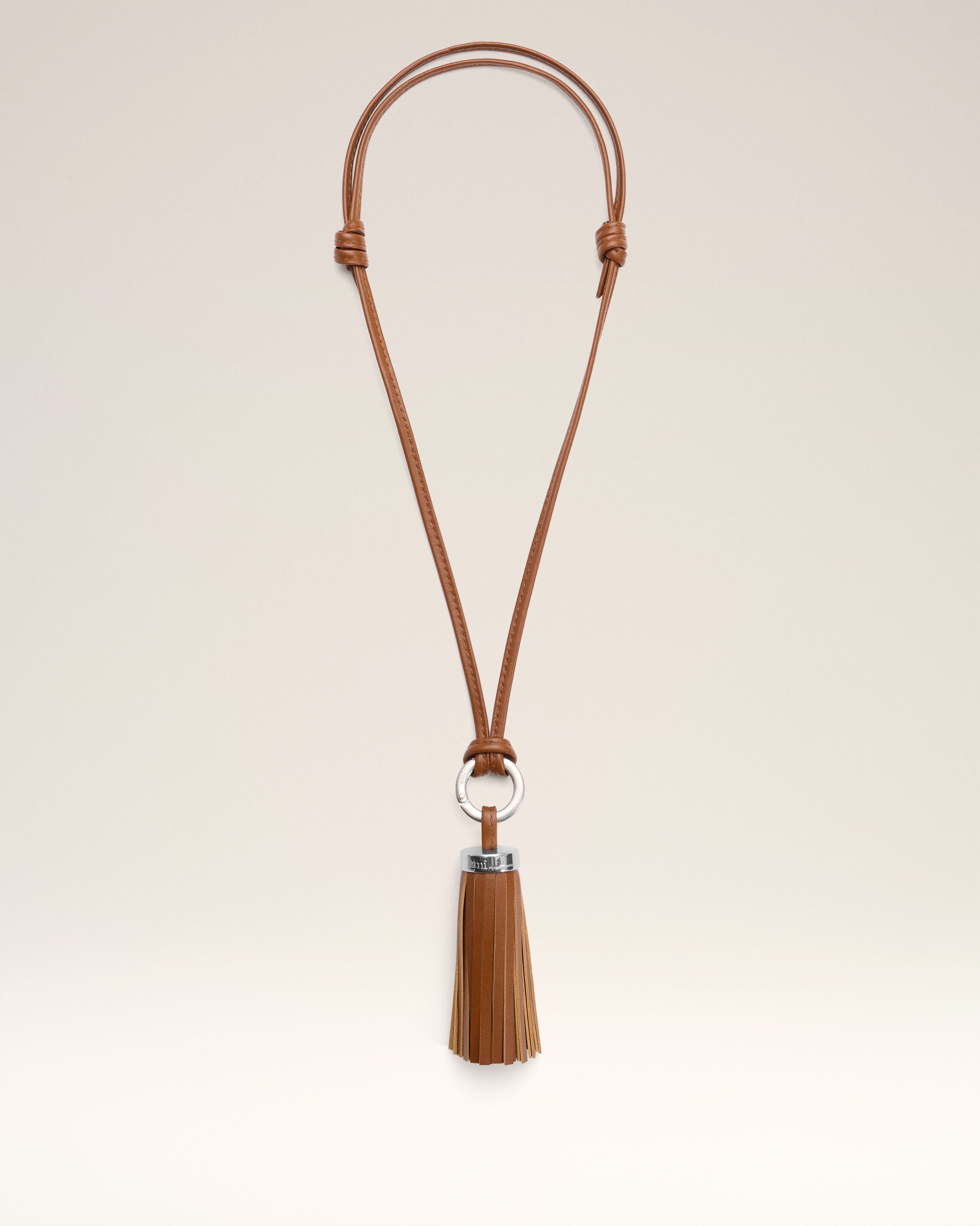 Brown Leather Ami Pompom Keyring - 3
