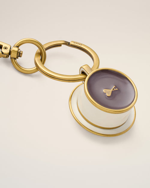 Gold Metal Ami De Coeur Coffee Cup Keyring - 1 - Ami Paris