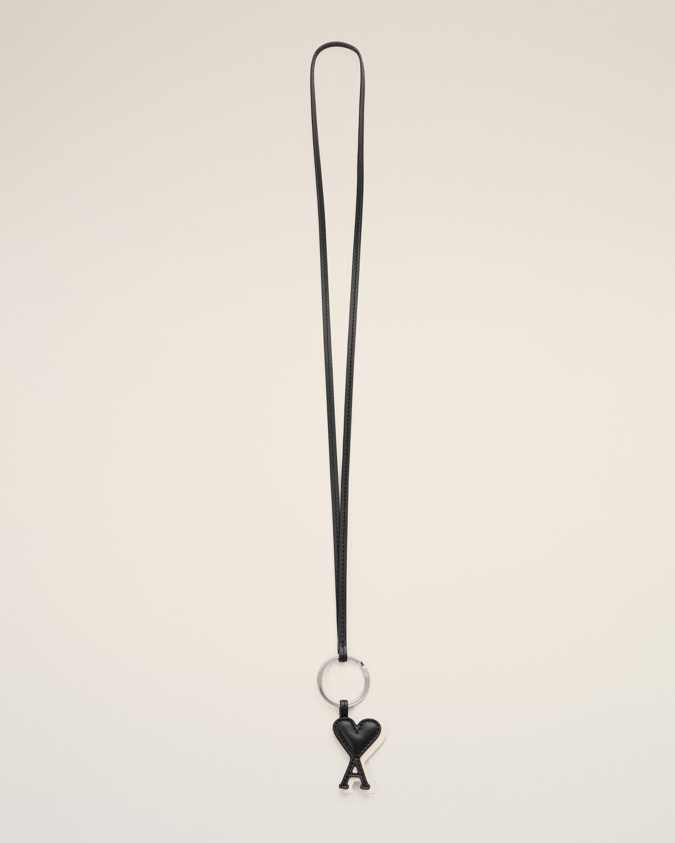 Black cowhide leather keyring with Ami de Coeur - 1