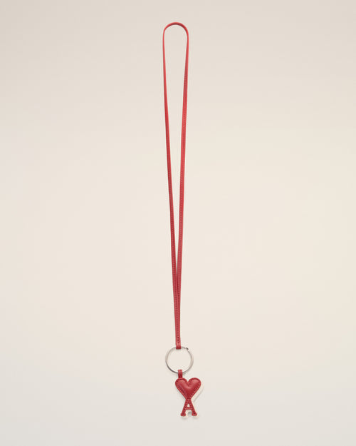 Red cowhide leather keyring with Ami de Coeur - Woman - 3 - AMI Paris - Ami Paris