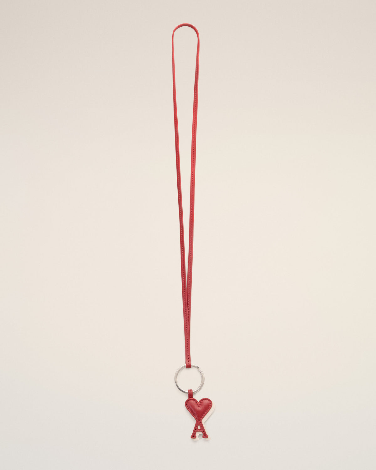 Red cowhide leather keyring with Ami de Coeur - 1