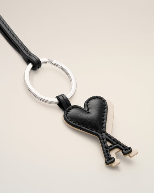 Black cowhide leather keyring with Ami de Coeur - Woman - 4 - AMI Paris - Ami Paris
