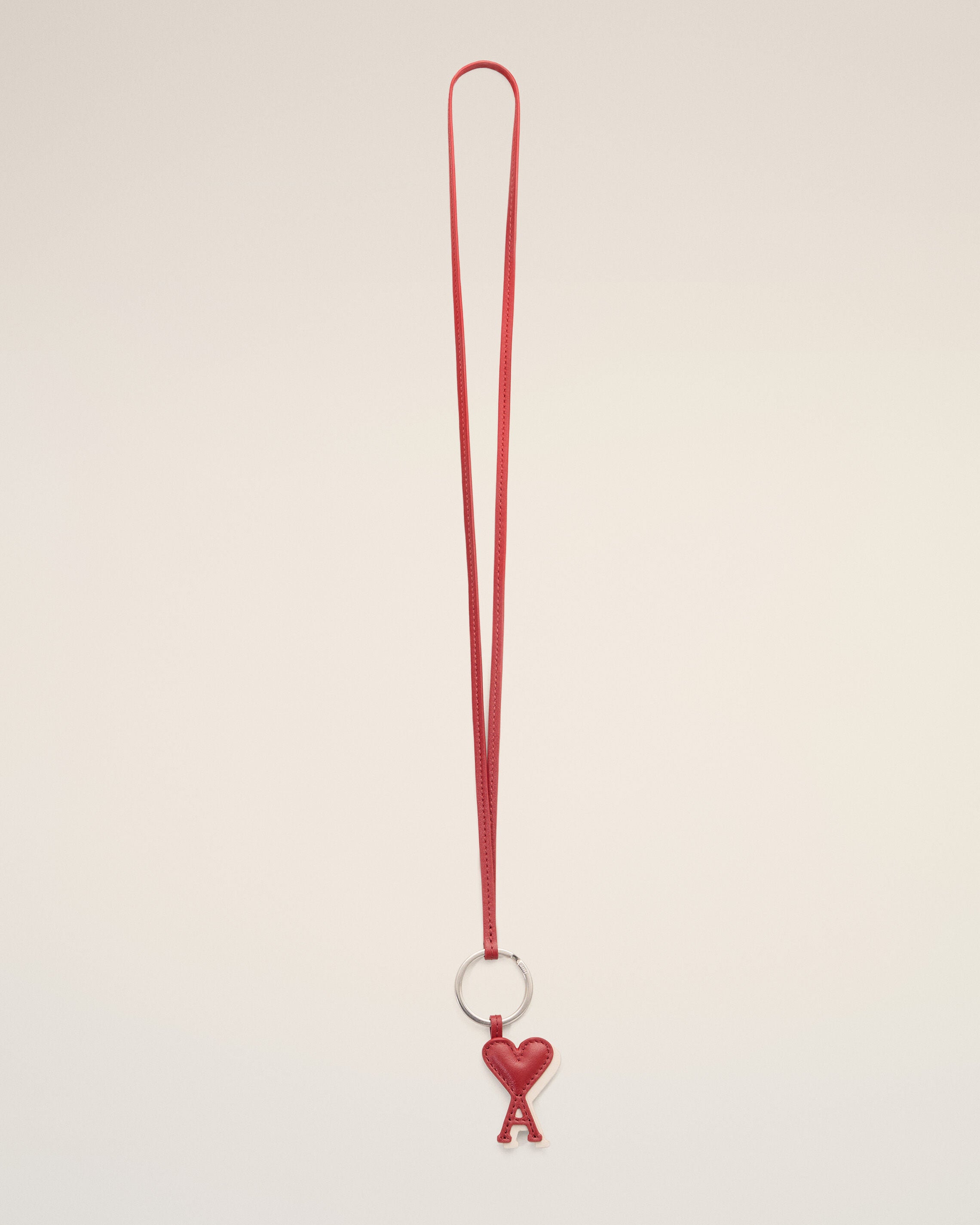 Red cowhide leather keyring with Ami de Coeur - 1