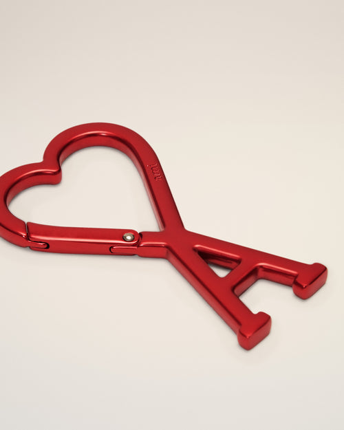 Red aluminium hook keyring with Ami de Coeur - Woman - 3 - AMI Paris - Ami Paris