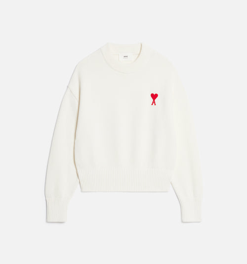Pull Col Rond Ami de Coeur - BLANC NATUREL / ROUGE - Ami Paris