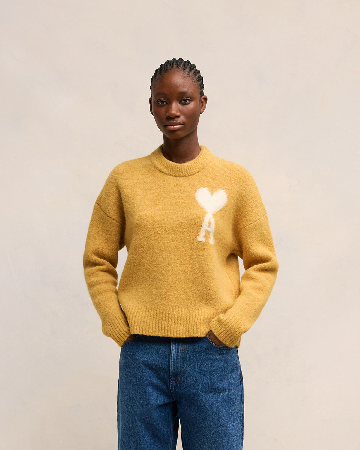 Pull Col Rond Ami de Coeur Ecru - 8