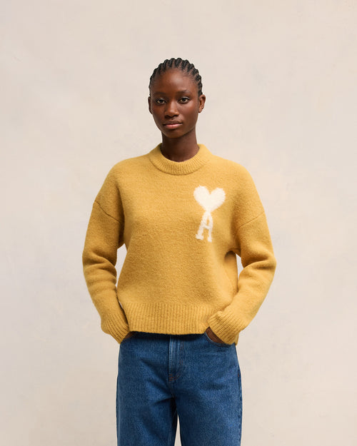 Pull Col Rond Ami de Coeur Ecru - Femme - 8 - AMI Paris - Ami Paris