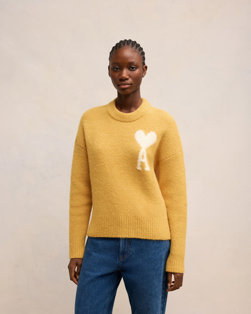 Pull Col Rond Ami de Coeur Ecru - Femme - 9 - AMI Paris - Ami Paris