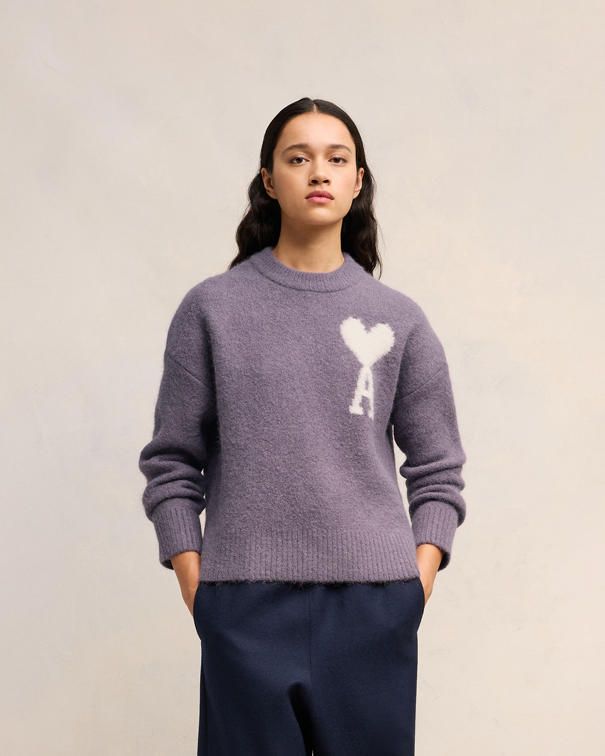 Pull Col Rond Ami de Coeur Ecru - 8