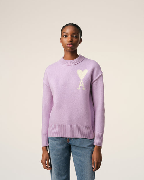 Pull Violet Ami de Coeur En Laine - Femme - 9 - AMI Paris - Ami Paris
