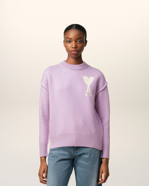 Pull Violet Ami de Coeur En Laine - Femme - 8 - AMI Paris - Ami Paris