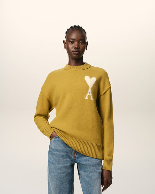                             Mustard Wool Ami de Coeur Sweater - 3                         - Ami Paris
