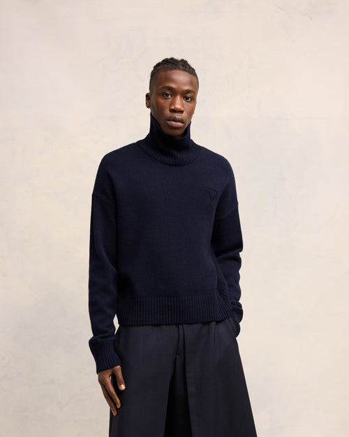 Pull Col Cheminée Ami de Coeur Embossé - Homme - 3 - AMI Paris - Ami Paris