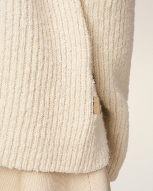 White Wool Funnel Neck Sweater - 10 - Ami Paris