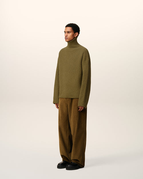 Green Wool Funnel Neck Sweater - 6 - Ami Paris